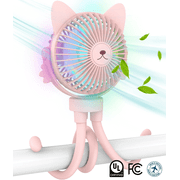 FANimal Portable Small Stroller Fan for Baby-Mini Handheld Personal Fan-Rechargeable Clip on USB Fan-Stroller Accessories-Night Light for Kids (Pink)