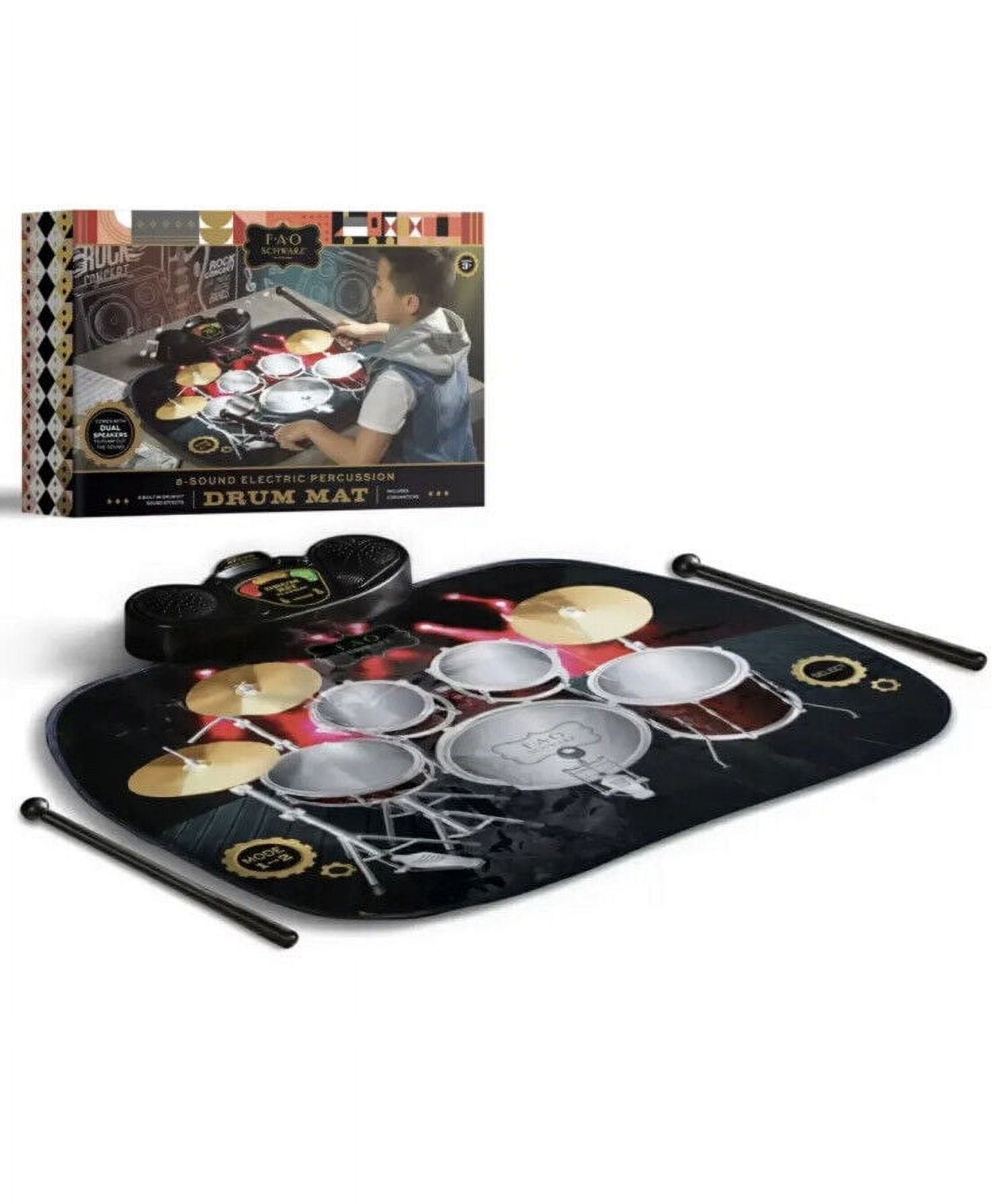 FAO Schwarz 8 Sound Electric Percussion Drum Mat 2 Drumsticks