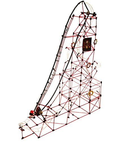 FAO Schwarz Childrens Build-A-Roller-Coaster Model Kit, Kids Engineering Construction Toy for Logic & STEM Development, 753Piece Set W/Rods & Connectors, Red/Black