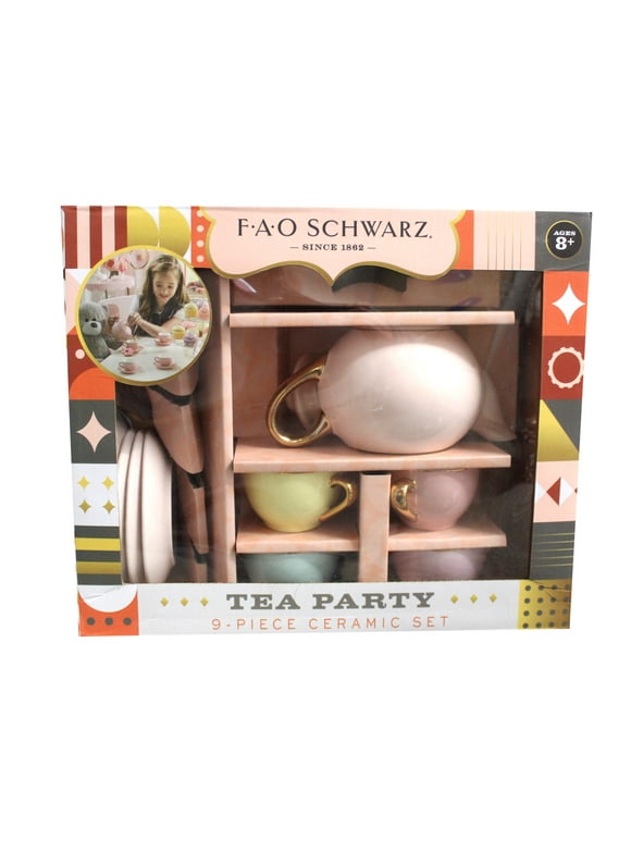 FAO Schwarz Hand-Glazed Tea Party 9 Piece Ceramic Set