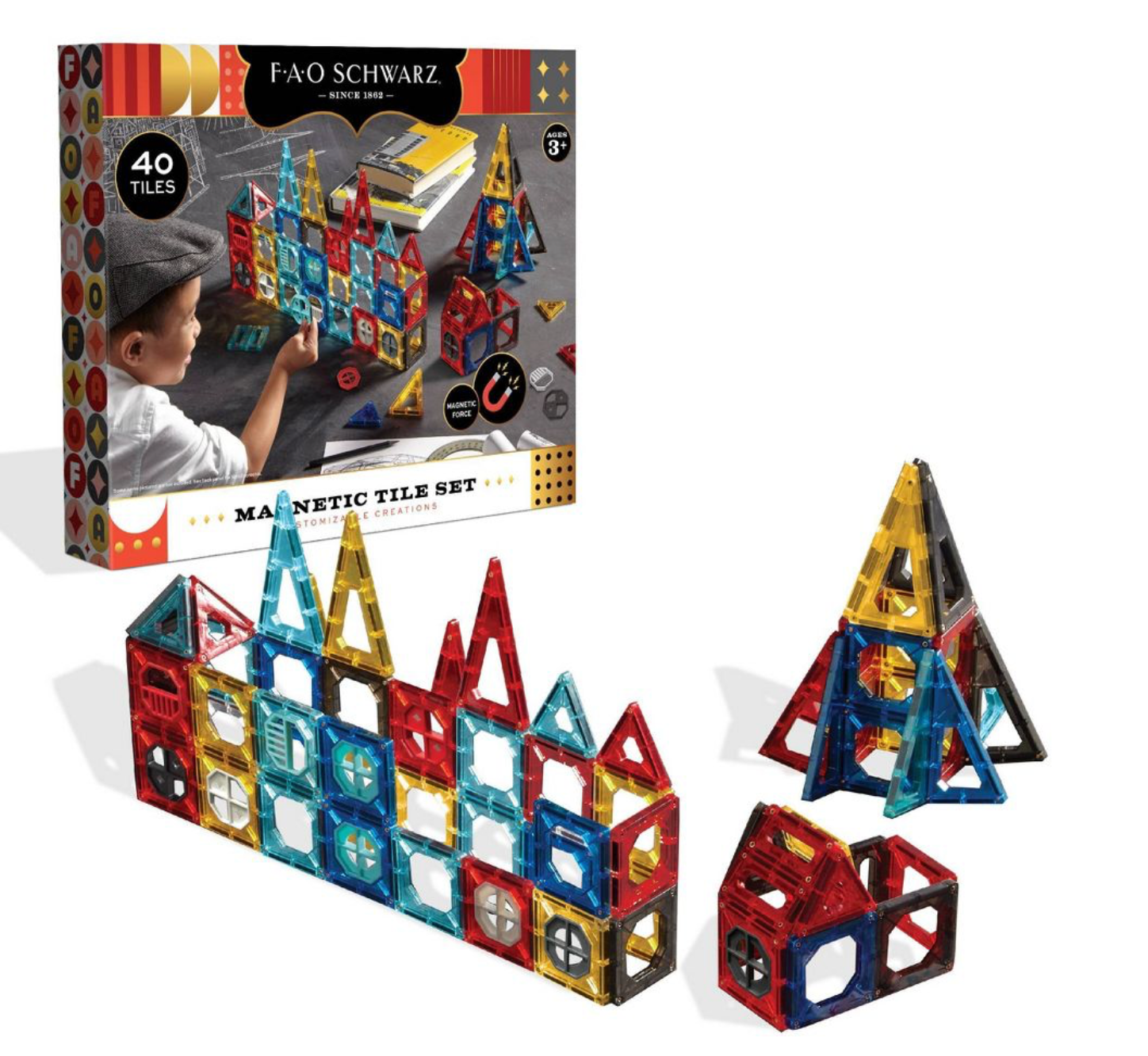 FAO Schwarz Magnetic Tile Set 40pc New With Box - Walmart.com