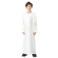 thumbnail image 1 of FAOWME Arabic Thobe Long Sleeve Kaftan Crew Robe Teen Boys Long Sleeve Embroidered Robe Set Arab Children Robe White 11-12 Years, 1 of 8