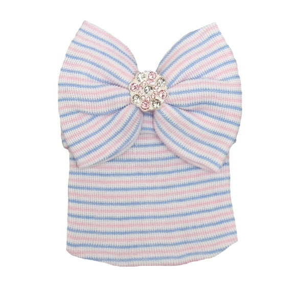 FAOWME Baby Bow Knot Turban Hat Toddler Hat Head Wrap Cap Light Pink 0-3 Months