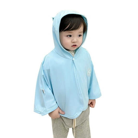 FAOWME Baby Boys Girls Lightweight Sunscreen Hoodie Toddler Summer Outwear Breathable Coat Jacket Blue 0-12 Months