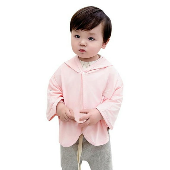 FAOWME Baby Boys Girls Lightweight Sunscreen Hoodie Toddler Summer Outwear Breathable Coat Jacket Pink 12-24 Months