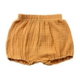 thumbnail image 1 of FAOWME Baby Boys Girls Unisex Solid Color Shorts Comfory Soft Shorts Yellow 6-12 Months, 1 of 4