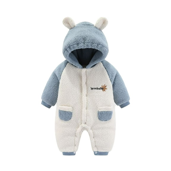 FAOWME Baby Clothes Boy Girl Thick Snowsuit Winter Warm Coats Hooded Romper Jumpsuit Onesie Blue 3-6 Months