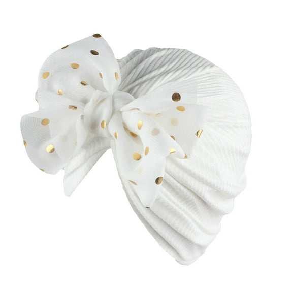FAOWME Baby Floral Solid Color Hat Cap Beanie Bowknot Headband Headwear Accessories White One Size