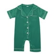 thumbnail image 1 of FAOWME Baby Girl Boy Silk Pajamas Rompers Button Down Short Sleeve Satin PJs Jumpsuit Onesie Green 3-6 Months, 1 of 7