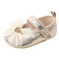 thumbnail image 1 of FAOWME Baby Girl Shoes Comfortable Butterfly-knot Fashion First Walkers Kids Shoes Gold 12~18 Months, 1 of 4