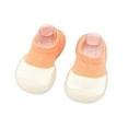 thumbnail image 1 of FAOWME Baby Girl Shoes Rubber Sole Non- Indoor Slipper Girls First Walking Floor Shoes With Cute Bows Baby Shoes Orange 15-18 Months, 1 of 4