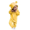 thumbnail image 1 of FAOWME Baby Girls Boys Cartoon Ear Solid Color Jumpsuit Onesie Soft Romper Clothes Yellow 18-24 Months, 1 of 4