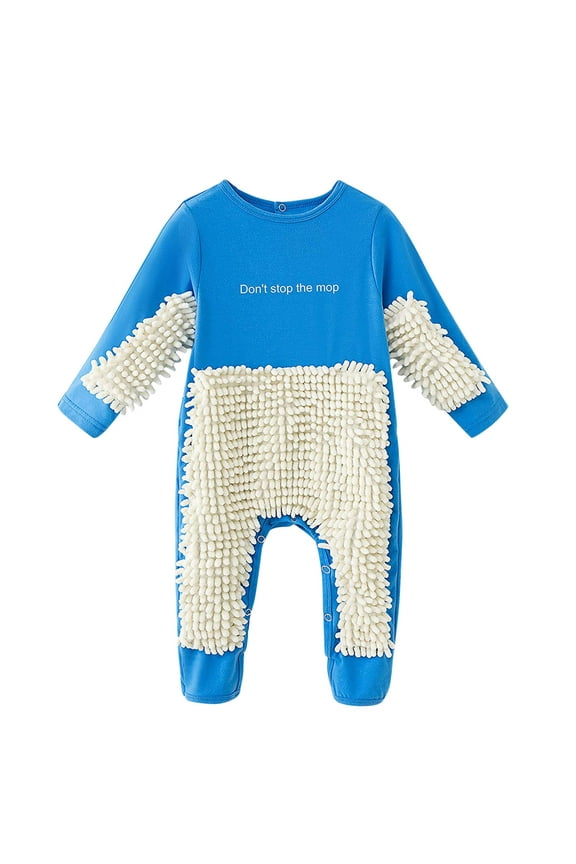 Baby Girls Boys Crawling Baby Solid Color Mop Onesie Romper Jumpsuit Onesie Blue 0-6 Months