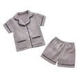 thumbnail image 1 of FAOWME Baby Girls Boys Pajamas Sets Nightwear Kids Short Sleeves Sleepwear 2PCS Button Down Classic Loungewear Shorts Grey 18-24 Months, 1 of 4