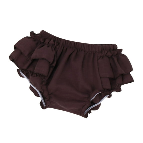 FAOWME Baby Girls Boys Solid Color Spring Summer Shorts Ruffle PP Pants Coffee 12-24 Months