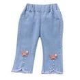 thumbnail image 1 of FAOWME Baby Girls Capri Denim Pants Toddler Kids Pants Jeans Soft Elastic Waist Denim Pants Red 4-5 Years, 1 of 4
