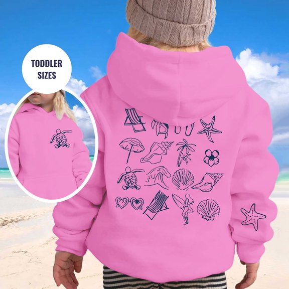 FAOWME Baby Girls Hoodies With Pocket Long Sleeve Cartoon Print Loose Fit Stylish Sweatshirts For Fall Winter Outdoor Activities Pink 4-5 Years