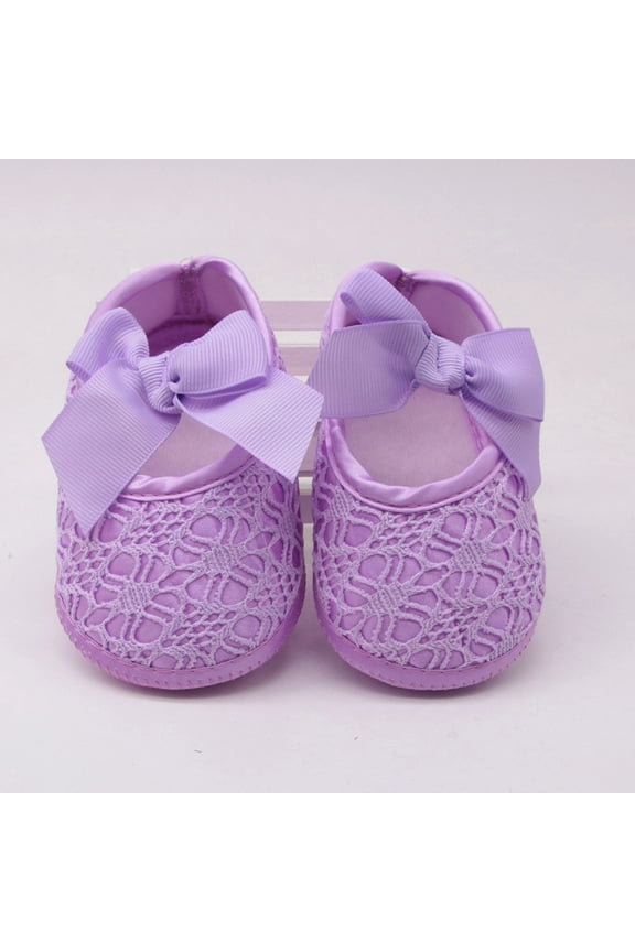 Baby Girls Soft Shoes Soft Soled Non- Bowknot Footwear Crib Shoes Purple 13