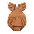 thumbnail image 1 of FAOWME Baby Girls Solid Color Clothes Fly Sleeve Bodysuit Spaghetti Romper Coffee 9-12Months, 1 of 8