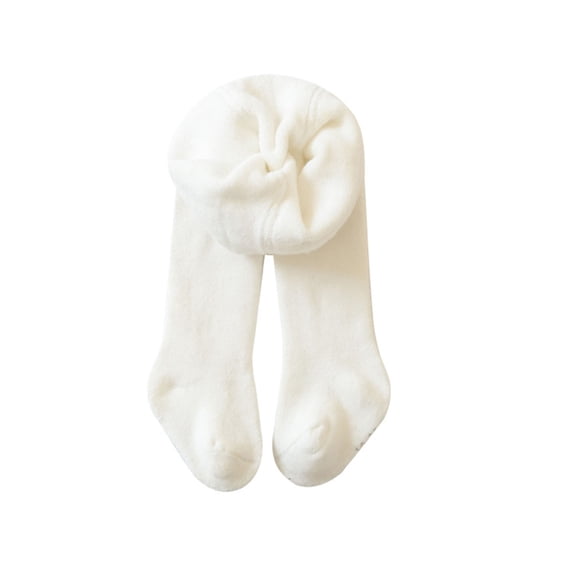 FAOWME Baby Girls Tights Soft Organic Leggings Children Tights With Non- Sole Warm Tights For Girls White 2-4 Years
