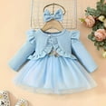 thumbnail image 1 of FAOWME Baby Kids Girls Set Long Sleeve Cardigan And Sleeveless Flower Print Mesh Dress Comfortable Fashion Outfit For Daily Wear,Sky Blue,2-3 Years, 1 of 7