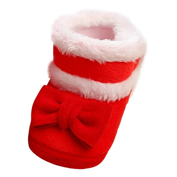 FAOWME Baby Shoes Comfortable Soft Sole Toddler Shoes Warm Baby Toddler Shoes Cotton Boots Red 0-6 Months