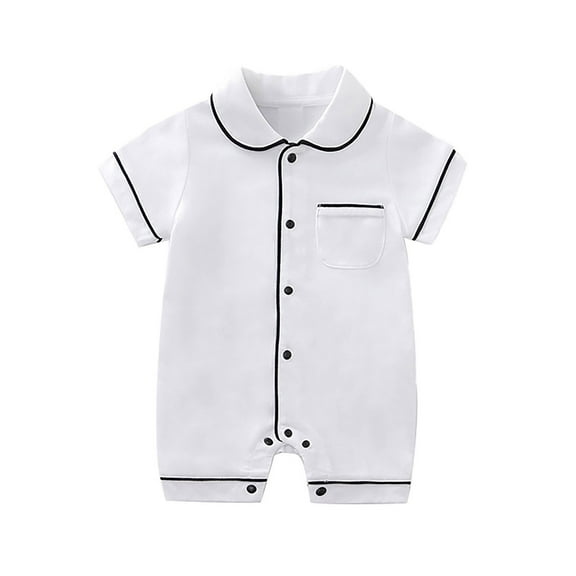 FAOWME Baby Short Sleeved Pajamas Clothing Summer Baby Home Onesie White 2-3 Months