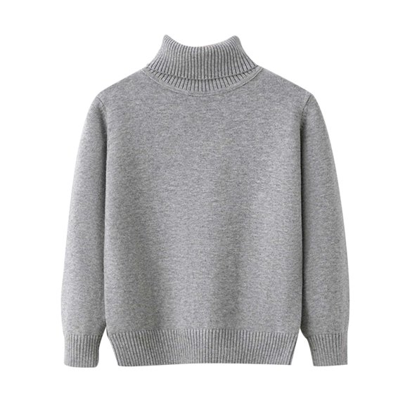 FAOWME Baby Sweater Toddler Round Neck Knitted Fall Winter Pullover Tops Turtleneck Sweater Clothes Grey 4-5 Years