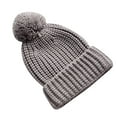 thumbnail image 1 of FAOWME Baby Winter Warm Hat Solid Color Knitted Pompom Hat Toddler Kids Boys Girls Crochet Hat Beaniess Cap Grey One Size, 1 of 4