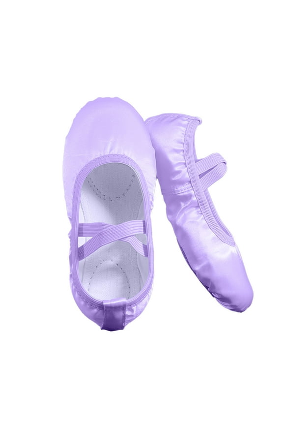 Ballet Slippers Dance Shoes Split Leather Sole For Child Light Purple 3.5-4 Years