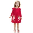 thumbnail image 1 of FAOWME Big Child Girls Christmas Dress Long Sleeve Round Neck Reindeer Print Comfortable Fashion Dresses For Holiday Festive Daily Wear Red 4, 1 of 7