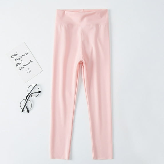FAOWME Big Child Girls Pants Dance Running Yoga Dance Tights High Waist Solid Color Stretchy Leggings Trousers For Daily Wear Red 3-4 Years