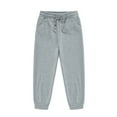 thumbnail image 1 of FAOWME Big Child Girls Pants With Pockets Drawstring Elastic Waist Solid Color Ankle-Tied Fashion Loose Fit Trousers For Casual Daily Wear Grey 4-5 Years, 1 of 2