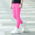 thumbnail image 1 of FAOWME Big Child Girls Pants With Pockets High Waist Solid Color Stretchy Skinny Leggings Trousers For Daily Wear Hot Pink 4-5 Years, 1 of 3