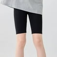 thumbnail image 1 of FAOWME Big Child Girls Yoga Shorts High Waist Solid Color Comfortable Stretchy Knee Length Leggings Trousers For Outdoor Wear Black 3-4 Years, 1 of 4