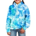 thumbnail image 1 of FAOWME Big Girls Boys Hoodies With Pocket Long Sleeved Tie Dye Printed Drawstring Fashion Comfortable Loose Fit Sweatshirts For Daily Wear Blue 2-3 Years, 1 of 3