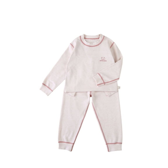 FAOWME Big Girls Boys Pajama Outfits Two Piece Long Sleeved Round Neck Cartoon Print Top And Pants Comfortable Thickened Loungewear Sets For Casual Daily Wear Pink 12-18 Months