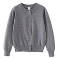 thumbnail image 1 of FAOWME Big Girls Cardigan Knitted Long Sleeve Solid Color Buttons Warm Soft Fashion Casual Sweater Coat For Fall Winter Daily Wear Grey 4-5 Years, 1 of 5