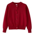 thumbnail image 1 of FAOWME Big Girls Cardigan Knitted Long Sleeve Solid Color Buttons Warm Soft Fashion Casual Sweater Coat For Fall Winter Daily Wear Red 11-12 Years, 1 of 4