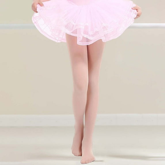 FAOWME Big Girls Tights Solid Color Non Soft Breathable Dance Stockings Comfortable Stretchy Thin Leggings For Daily Wear Beige 8-12 Years