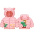 thumbnail image 1 of FAOWME Big Kids Boys Hooded Coats Long Sleeve Zipper Cartoon Print Warm Soft Lightweight Comfortable Jacket For Outdoor Activities Pink 5-6 Years, 1 of 3