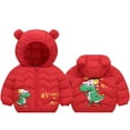 thumbnail image 1 of FAOWME Big Kids Boys Hooded Coats Long Sleeve Zipper Cartoon Print Warm Soft Lightweight Comfortable Jacket For Outdoor Activities Red 18-24 Months, 1 of 3
