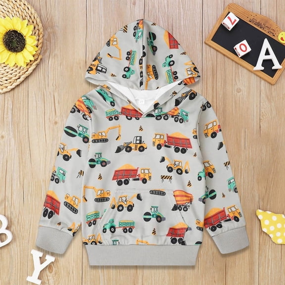 FAOWME Big Kids Boys Hoodies With Pocket Long Sleeved Car Print Comfortable Loose Fit Sweatshirts For Outdoor Activities And Daily Wear Yellow 11-12 Years