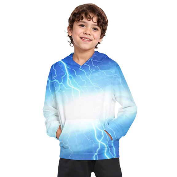FAOWME Big Kids Boys Hoodies With Pocket Long Sleeved Graphic Print Comfortable Loose Fit Sweatshirts For Outdoor Activities And Daily Wear Blue 11-12 Years