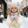 thumbnail image 1 of FAOWME Big Kids Girls Boys Beanie Hat Scarf Gloves Set Knitted Caps Long Scarf Touchscreen Gloves Warm Comfortable Outfits 3 Pack For Daily Wear Multicolour1 One Size, 1 of 4