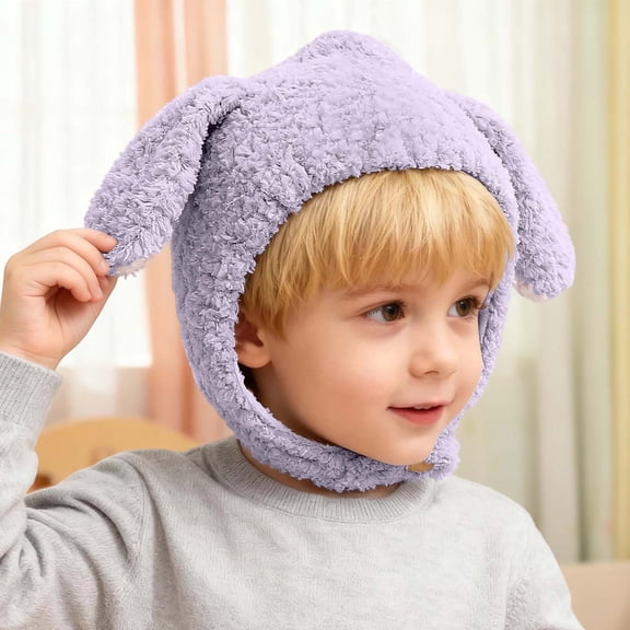 FAOWME Big Kids Girls Boys Fuzzy Hats Solid Color Windproof Thickened Comfortable Warm Caps For Autumn Winter Daily Wear Grey One Size