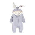 thumbnail image 1 of FAOWME Big Kids Girls Boys Hooded Romper Long Sleeve Fuzzy Solid Color Zipper Cute Cartoon Rabbit Design Warm Stylish Bodysuits Jumpsuits For Daily Wear Light Blue 3-6 Month, 1 of 9