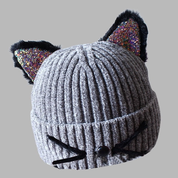 FAOWME Big Kids Girls Boys Knitted Hats Cute Animal Design Comfortable Fashion Warm Caps For Outdoor Activities And Daily Wear Grey One Size