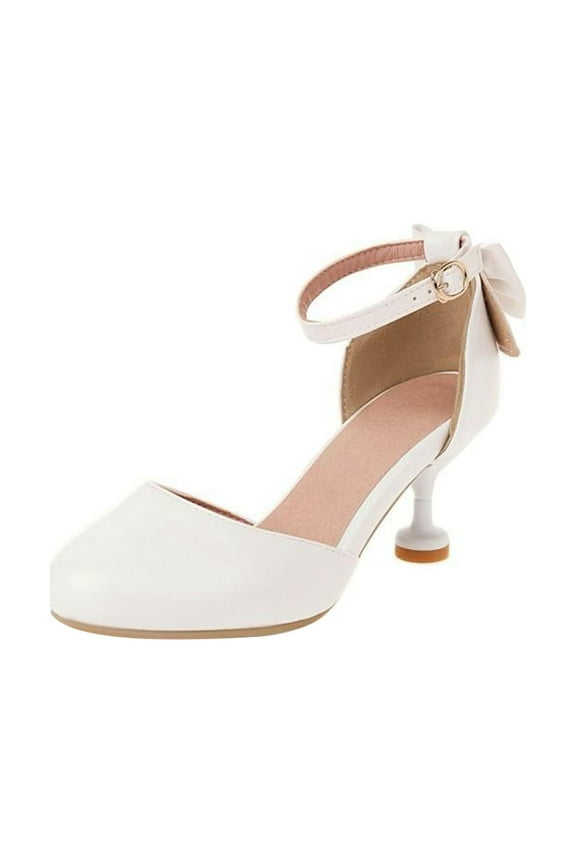 Big Kids Girls Dress Shoes Pumps High Heels High School Prom Shoes Sandals Bownet Shoes White 8-9 Years