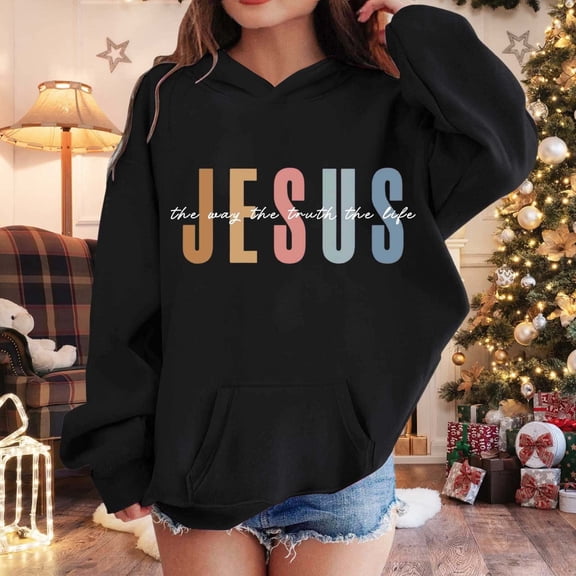 FAOWME Big Kids Girls Hoodies With Pocket Long Sleeved Letter Print Fashion Comfortable Loose Fit Sweatshirts For Daily Wear Black 12-13 Years